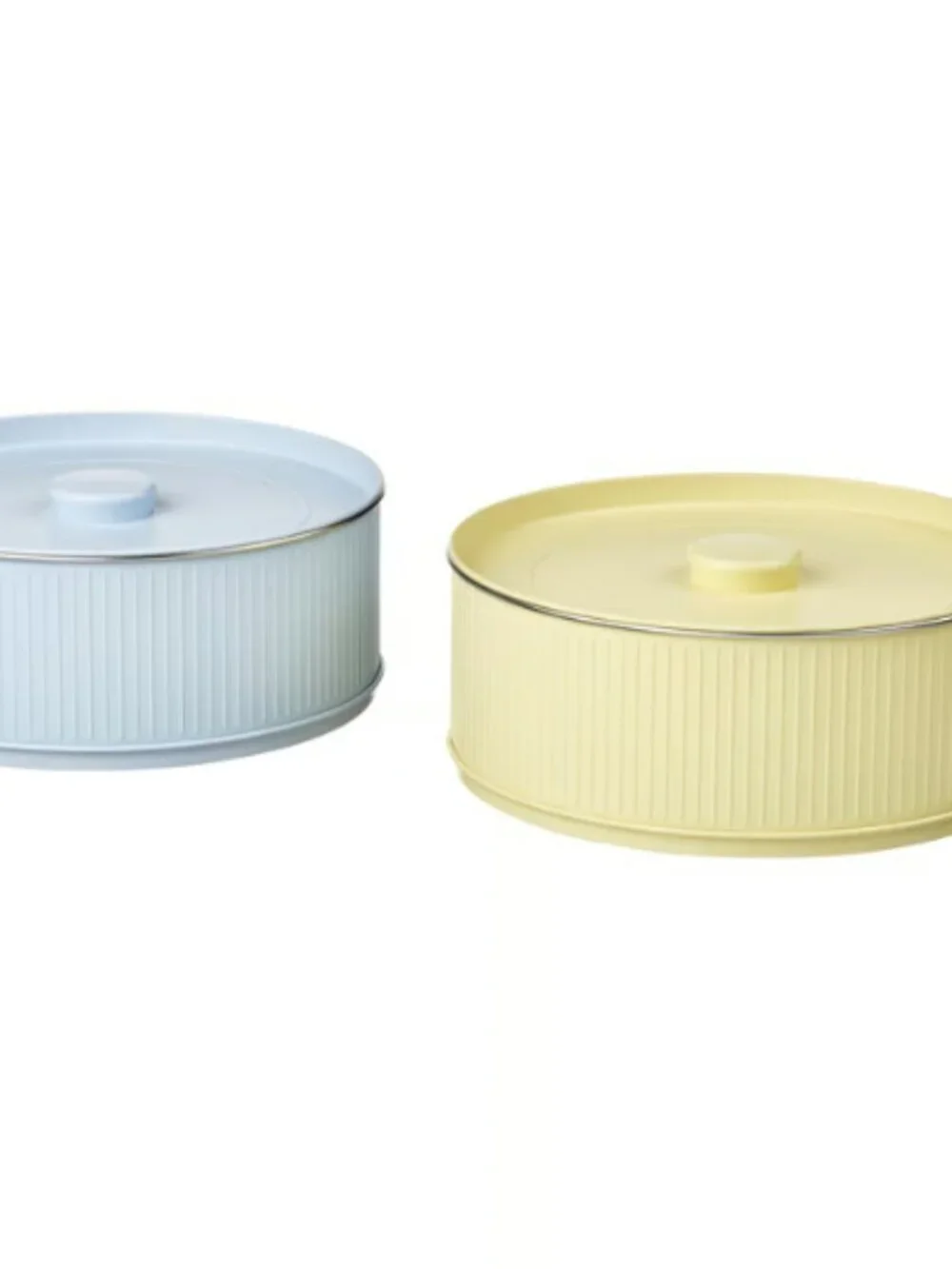 BETTHAJ 106.056.93 Tin with lid,for cookies/pale yellow pale blue, 2.6 qt 2 PACK